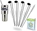 Hawkeye Set of 4 Stainless Steel Reusable Drinking Straws with FREE Cleaning Brush - Durable, BPA Free and Eco Friendly - 10.5 Inches - Fits 30 Oz and 20 Oz Yeti Rambler Tumblers and Other Tall Cups