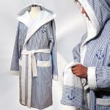 Armani International, Linea Mare, Luxury European Hooded Bath Robe (Size XL) and Set of Hand-Towels, 3-pcs