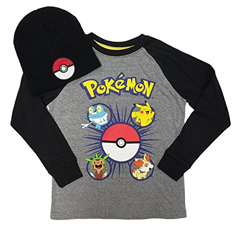 Pokemon Boys Long Sleeve Shirt & Beanie Combo