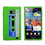 Stilvoll Gr�n Blau Und Wei� Retro Kassette Cassette Tape Muster Silikon Schutzh�lle F�r Samsung Galaxy S2 i9100 Mit Displayschutzvon "Yousave"