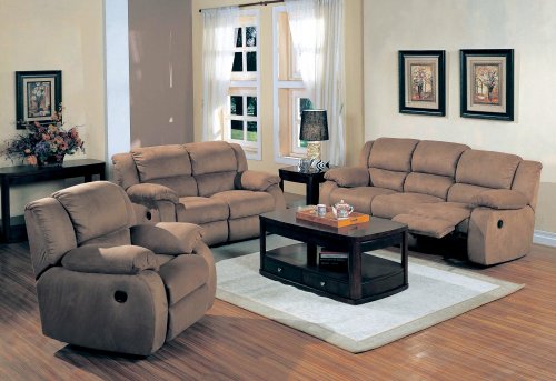 Microfiber Sofa Set - 3 Piece in Saddle Microfiber - Coaster