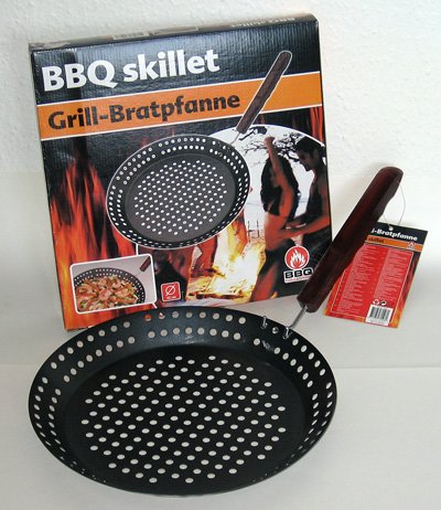 Grill Bratpfanne, Grillpfanne 32cm, BBQ Pfanne beschichtet, BE-75596