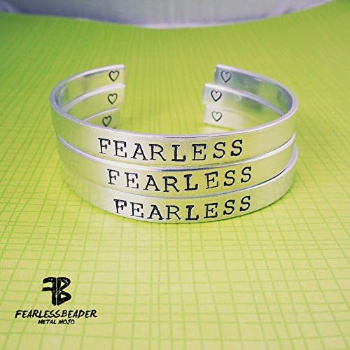 Fearless Bracelet, Aluminum Cuff Bracelet, Motivational Bracelet, Fearless Jewelry, Handstamped Cuff Bracelet, Fitness Bracelet, Empower