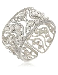 Roman Bride Clear Crystal Faceted Stretch Bracelet, 7"