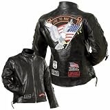 Ladies' Rock Design Genuine Buffalo Leather Motorcycle Jacket (Pick a Size=XX Large)