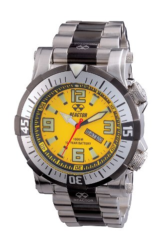 Reactor Men s 55507 Poseidon 1000 meter Dual Rotating Bezel Yellow and Black Dial Watch Watch