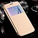 PASONOMI Galaxy S6 Case, [Smart Window View] Samsung Galaxy S6 Folio Wallet Case - Slim Flip Leather Case for Samsung Galaxy S6 Smartphone (Golden)