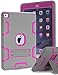 TOPSKY iPad Air 2 Case, iPad A1566/A1567 Kids Proof Case, Heavy Duty Shockproof Rugged Armor Defender Kickstand Protective Cover Case for iPad Air 2 Grey Pink