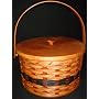 Amish Country Handmade Round Double Two Pie Carrier Basket. Wood Bottom & Lid. Great Home, Garden, and Kitchen Decor. Baskets for Picnic & Church Functions.