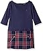 Nautica Girls' Layered Knit Dress with Double Knit Plaid Skirt