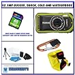 Pentax Optio W90 12.1 MP Waterproof Digital Camera with 5x Wide Angle Zoom and 2.7-Inch LCD (Green) + Water Splash Pack # 1
