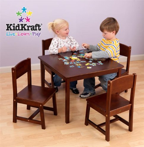 KidKraft Farmhouse Table and Chair Set Pecan