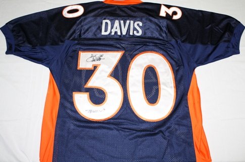 Terrell Davis Signed Navy Denver Broncos Jersey