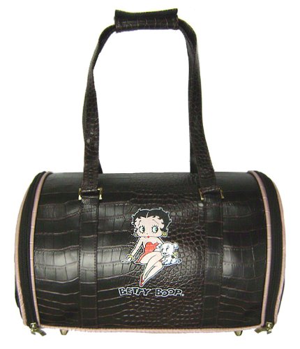 Betty Boop Cat Dog Tote Pet Carrier - Brown Crocodile Pattern