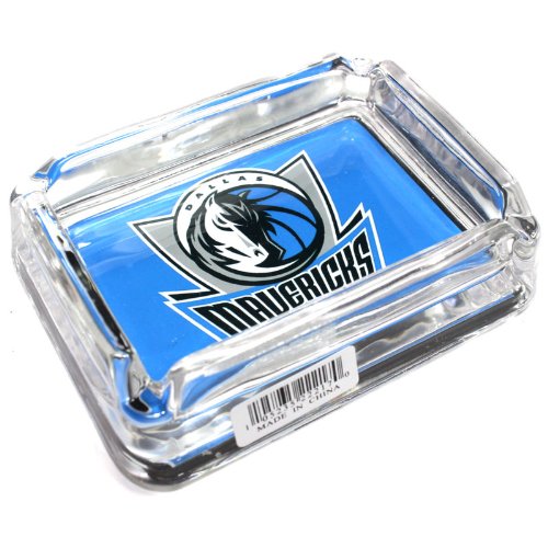 Image of Dallas Mavericks Glass Ashtray - Dimensions 3 Inch x 4 Inch - Simulated Black Velvet Botton