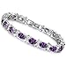 MENSO Bridal Wedding White Gold Plated Crystal Rhinestone Cubic Zirconia Charm Tennis Bracelet Bangle Purple