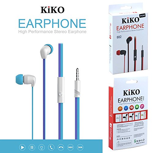 KIKO Wholesale Lots of 20 Packs Earphone Comfortable In-Ear Modern Audiophile Headphone with Mic Stereo Earphone For iPhone 5 5S 5GS 5C 6 6S &amp; Plus, Galaxy Note 4 5 S4 S5 S6 S7 &amp; Edge (Blue)
