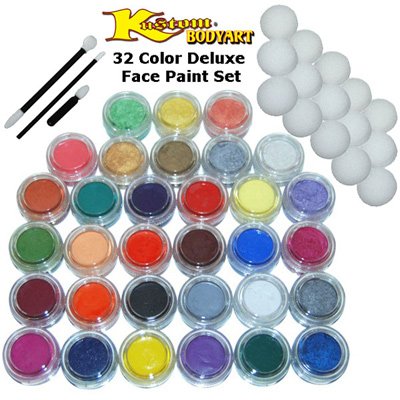 32 Color Deluxe Face Paint Color Set 10 ml with Applicator Kit