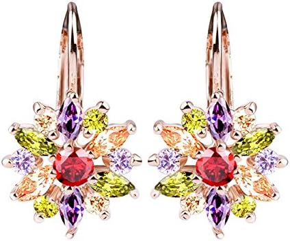 Aretes Stud Earrings with Multicolor/Silver AAA Zircon For Women Jewelry
