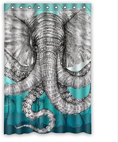 Hipster Bathroom Home Decoration,Funny Elephant Art Shower Curtain, Shower Rings Included,Polyester Waterproof 48" x 72"
