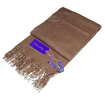 Polo Ralph Lauren Purple Label Mens Cashmere Scarf Brown Camel Houndstooth