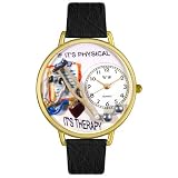 Physical Therapist Black Skin Leather And Goldtone Watch #G0620022