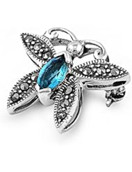 Sterling Silver Brooches Butterfly Blue Topaz Brooche