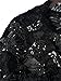 Persun Women's Black Tasseled Trims Sequin Floral Lace Sheer Crop Top