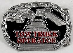 Tow Truck 3-D (Occupation) Enamel Pewter Belt Buckle
