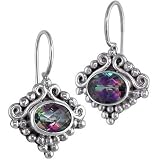 Sterling Silver Mystic Topaz Dangle Earrings by Sajen