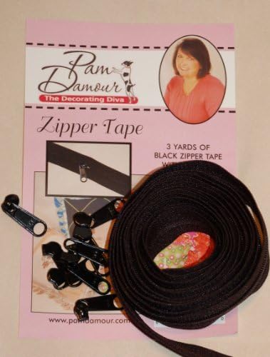 The Decorating Diva Tape 3 yds Zipper, 3 yd, Black