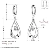 Cyber Monday Sale 2015 Sterling Silver Plated Hollow Teardrop Leverback Earrings Zircon Inlaid Women Fashion Jewelries