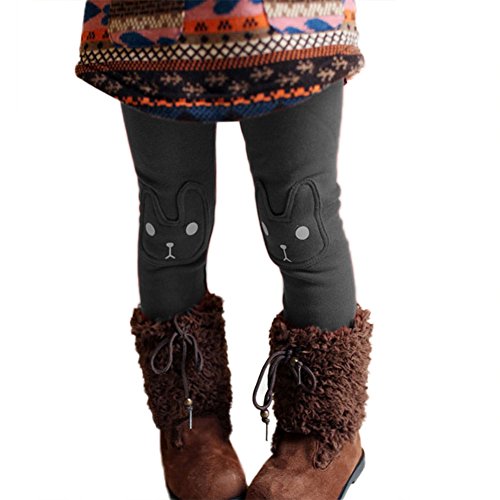 BOBORA Kid Girls Winter Cute Rabbit Printed Warm Fleece Thick Leggings
