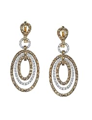 14k Yellow Gold 0.47 Ctw Diamond Oval Dangling Earrings