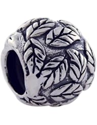 Biagi Ball with Leaf Sterling Silver Bead, Pandora Compatible