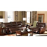 2pc Recliner Sofa & Loveseat Set in Brown Leather Match