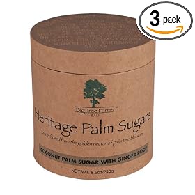 Big Tree Farms Coconut Palm Sugar with Ginger Root, 8.5-Ounce Boxes (Pack of 3)