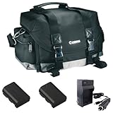 Original Canon 200DG Digital Camera Gadget Bag (Black) + 2x - LP-E6 Replace ....