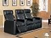 Black vinyl 3 seater home theater seating group with recliners