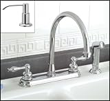 Chrome Kitchen Faucet with Sprayer and Soap Pump - Two Lever Handles Classic