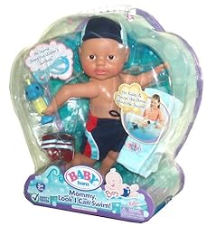 Baby Born Mommy, Look I Can Swim Doll Playset with Baby Born Boy Swimming Doll, Beach Towel, Adorable Swim Shorts, Seahorse Water Squirt Toy, Pair of Sunglasses, Pair of Sandals, Swim Cap and Instructions