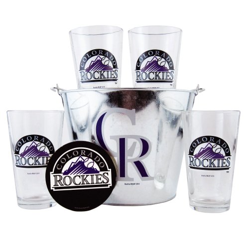 Colorado Rockies Pint Glasses and Beer Bucket Set | MLB Colorado Rockies Gift Set