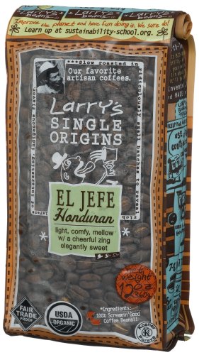 Larry's Beans Fair Trade Organic Coffee, El Jefe Honduran, Whole Bean, 12-Ounce Bags (Pack of 3)