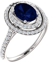 Platinum 8.00x6.00mm Oval Cut Sapphire and Diamond Ring -- LIFETIME WARRANTY
