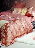 4-pc Dark Red Imitated Silk Duvet Cover Bedding Collection Full / Queen Siz ....