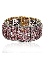 18kt Gold Diamond Pave Tourmaline Bracelet Silver Party Jewelry