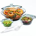 Anchor Hocking 3 Piece Casserole Glass Bakeware Set with Bonus 2 Piece Kitchen Tool Set