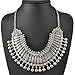Bessky Bohemian Silver Necklace Retro National Wind Carved Statement Bib Choker