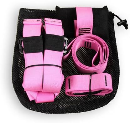FITMOVEMENT Crossfit Pro Suspension Strap Trainer Pink - with Built-In Door Anchor, Military Body Trainer, FREE Mesh FITLIFE Workout Bag Included
