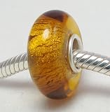 (Free Shipping Beads Charms Jewelry Sale) Gorgeous Gold Murano Glass Bead Charm Fits Pandora Bracelet